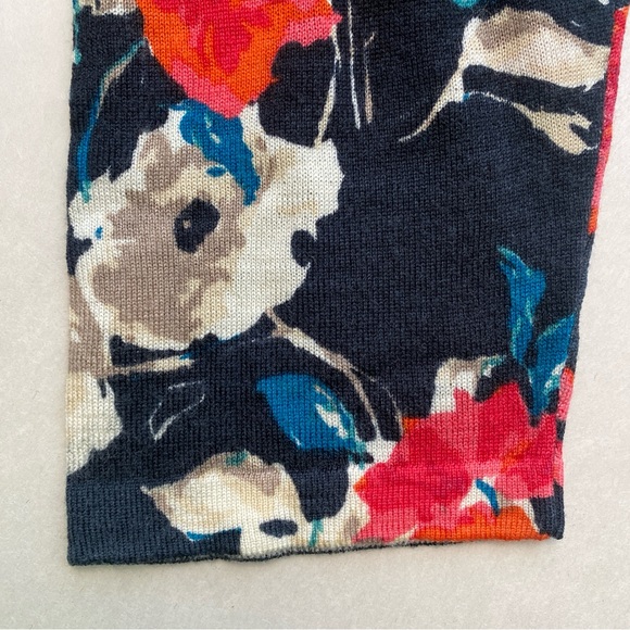 GARNETT HILL Printed Merino Wool Cardigan Floral Poppy Print Size XL - Picture 7 of 9